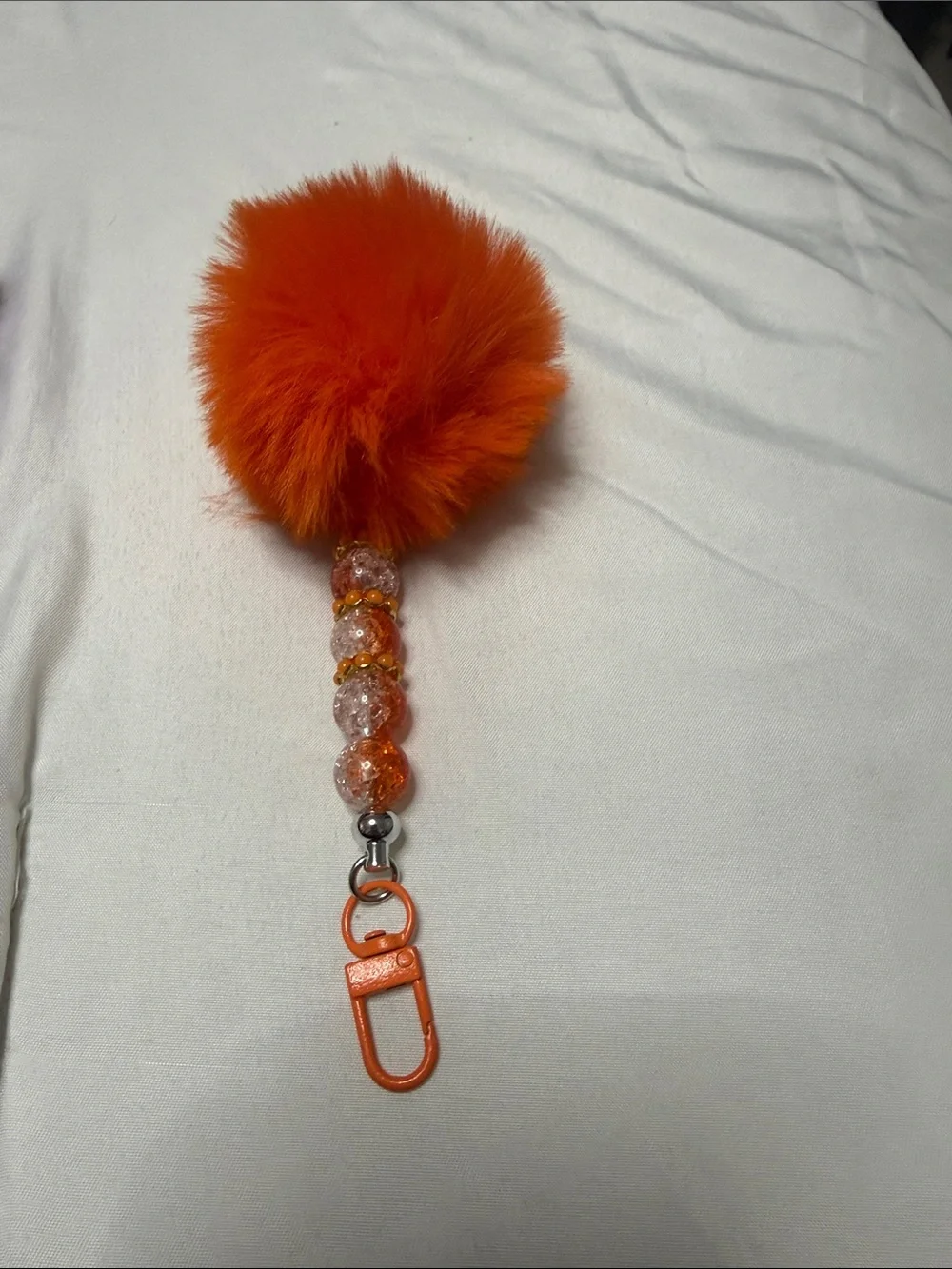 Sets of 4 Pom-Pom Keychain Clip - Green, Gray, Purple, Orange